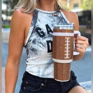 Football Design Tumbler with Handle